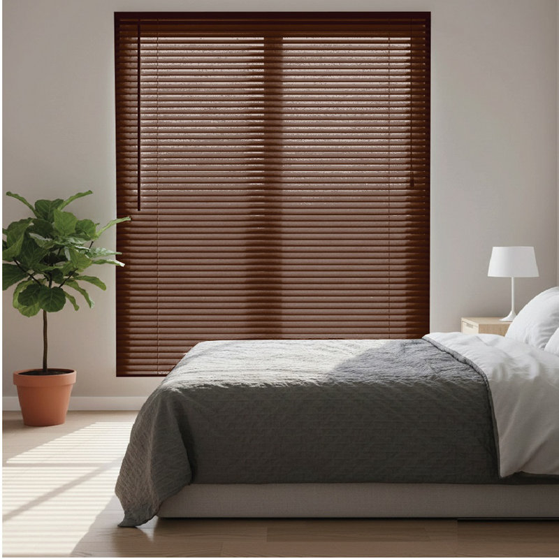 PVC Room Darkening Venetian Blind, Walnut, 150 cm L x 105 cm W