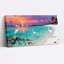 Tableau sur toile tendue représentant un coucher de soleil tropical sur une plage avec des hérons blancs (lot de 1)-561940664
