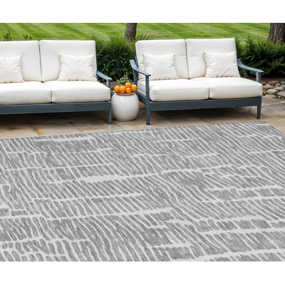 Tapis intérieur lavable abstrait gris et ivoire 8 pi x 10 pi