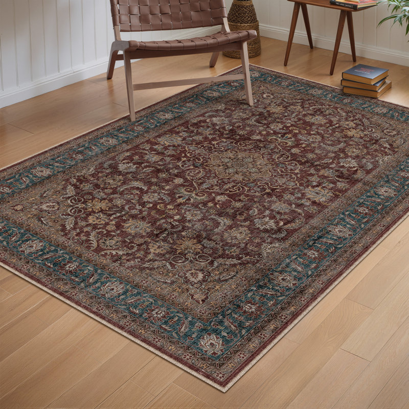Stella Machine Washable Oriental Area Rug With Non-Slip Backing, Rectangle 3' x 5'