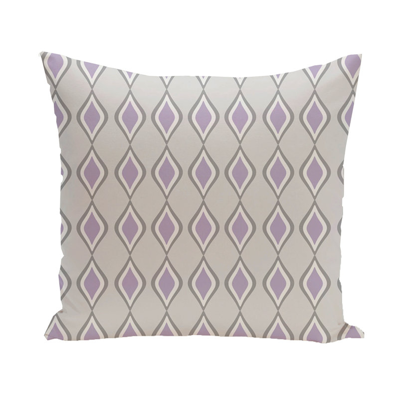 Geometric Reversible Throw Pillow, 26" H x 26" W, Paloma/Classic Gray/Lilac