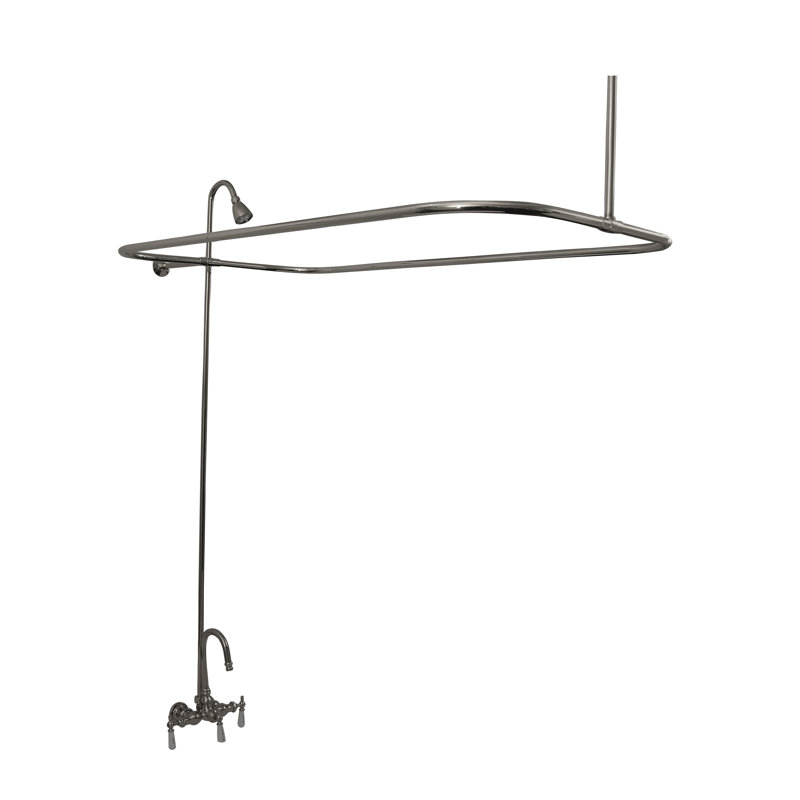 3 Handle Wall Clawfoot Tub Faucet with Diverter, Polished Chrome