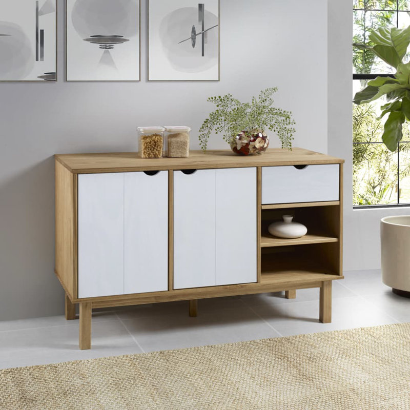 114cm Sideboard, Brown/White