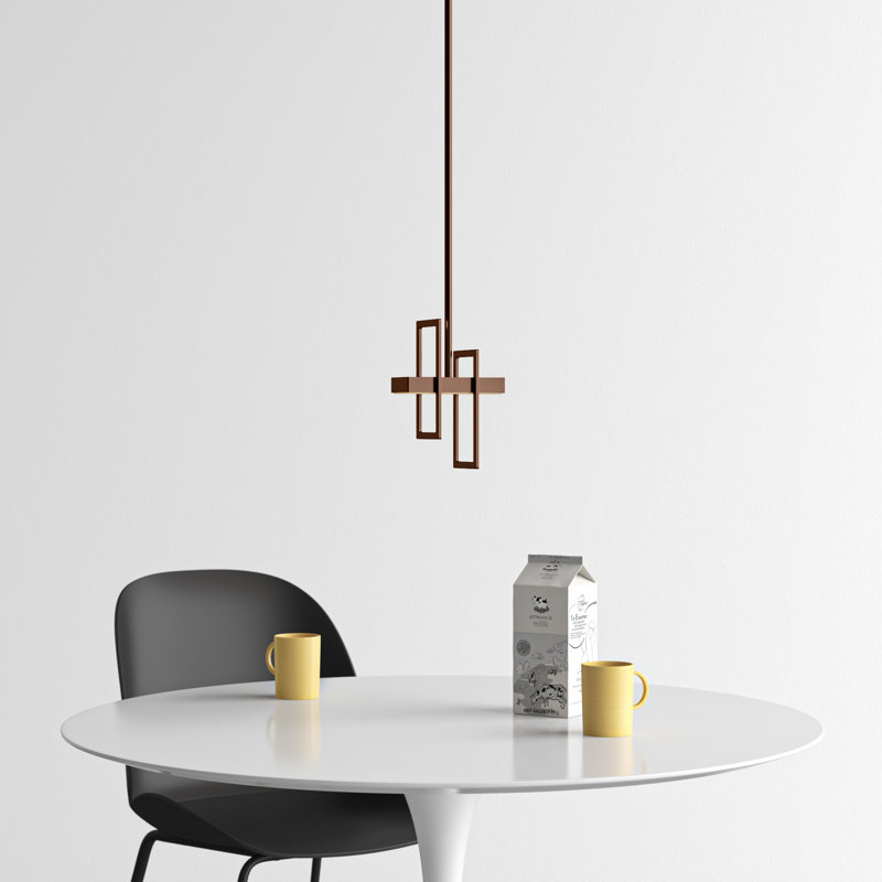 Saedi 1-Light Single Geometric LED Pendant, Hazel Bronze