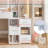 Vanity Desk with LED Lighted Mirror, Sliding Side Cabinet with Expandable Storage, Makeup Table with Drawers & Shelves, Built-in Power Outlet, Vanity Set with Storage Stool for Bedroom