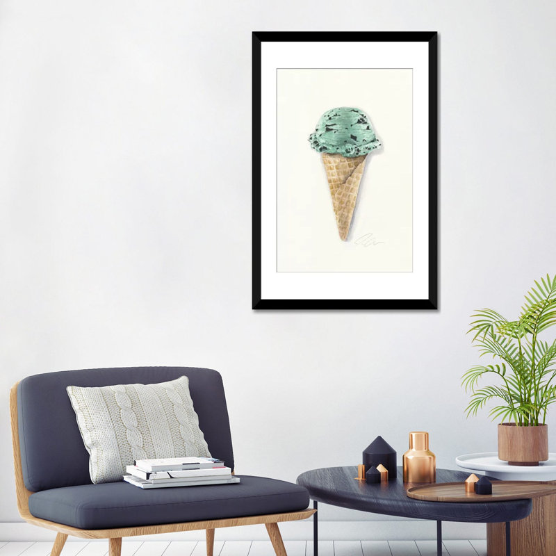 «Mint Chip», reproduction sur toile, H 32 po x l 24 po x P 1 po, Papier d'art encadré noir, Blanc