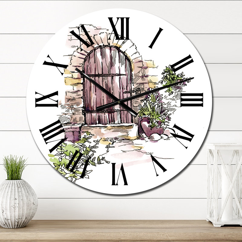 Vintage Old Europe View II - Horloge murale rétro, Surdimensionné