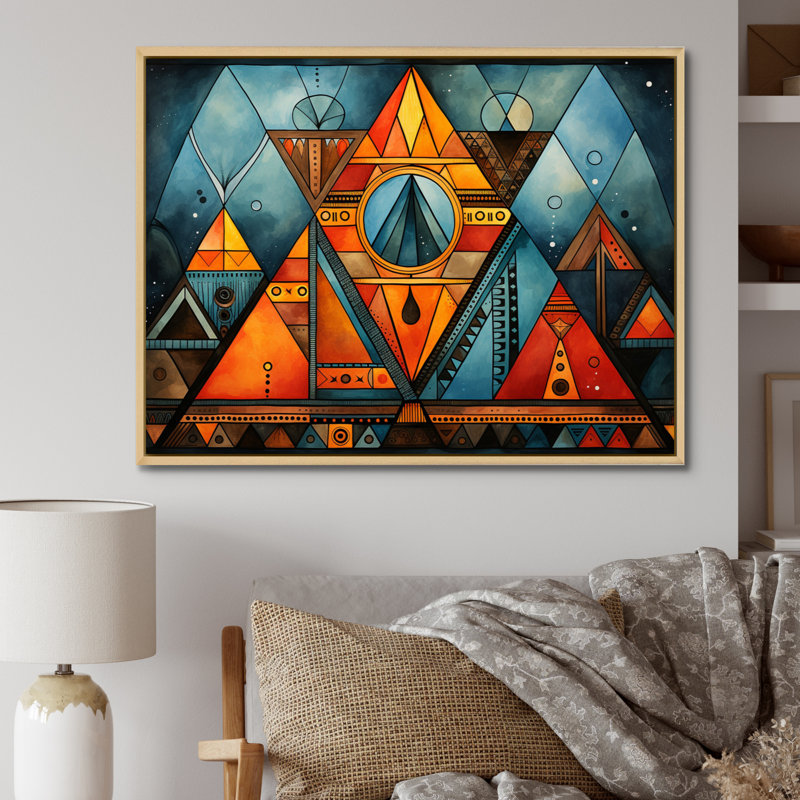 Motif tribal africain I sur toile, H 24 po x l 32 po x P 1 po, Cadre naturel flottant