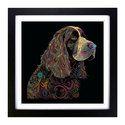 Cocker Spaniel Paisley Art - Framed Print