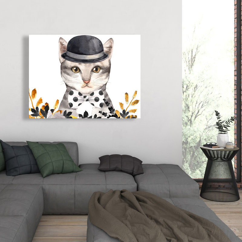 Chat chic - Toile illustrative pour décoration intérieure