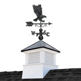 Square Manchester Vinyl Cupola with Black Aluminum roof and Black Aluminum Eagle Weathervane