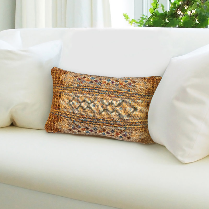 Gold Tribal Stripe Indoor/Outdoor Rectangular Pillow