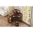 Corner Vanity Desk Set With Storage Cushioned Stool And Charging Station, Triangle Makeup Desk With Removable Pull-Out Side Cabinet, Glass Tabletop Makeup Vanity Desk With Drawer And Shelf-790618177