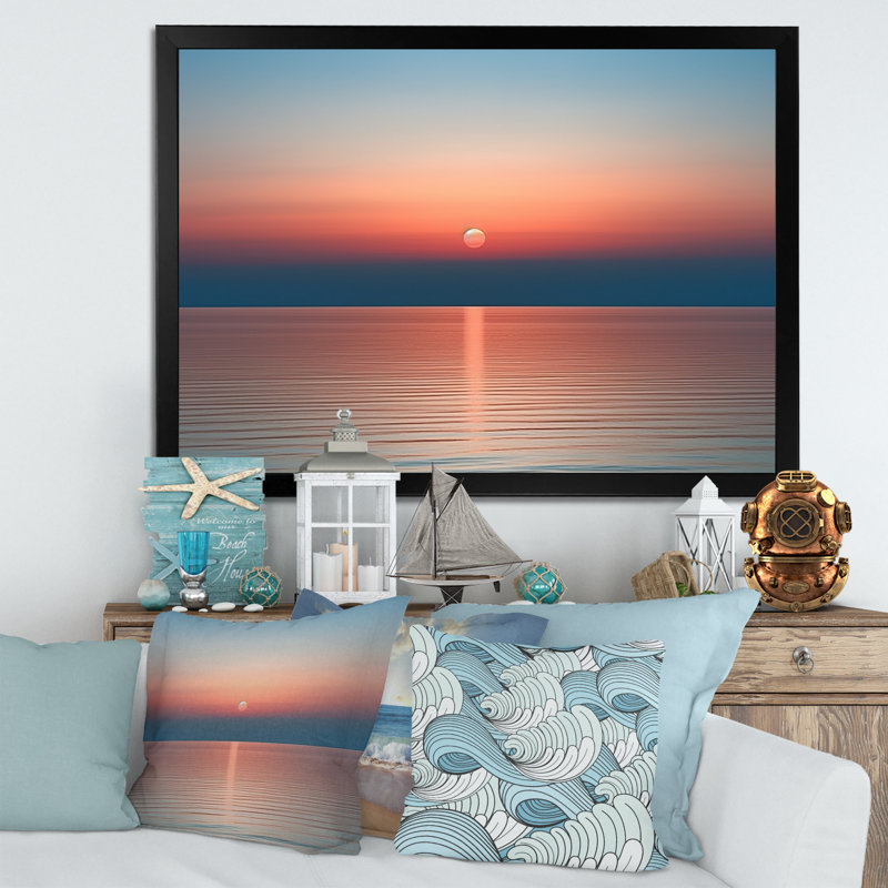 Rancourt - Reproduction d'art mural plage et océan, H 30 po x l 40 po x P 1,5 po, Cadre simple noir