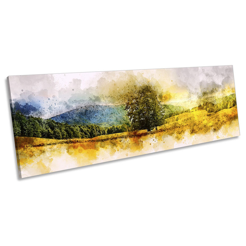 Abstract Tree Landscape Panoramic - Wrapped Canvas Panoramic Print, 30.48cm H x 91.44cm W