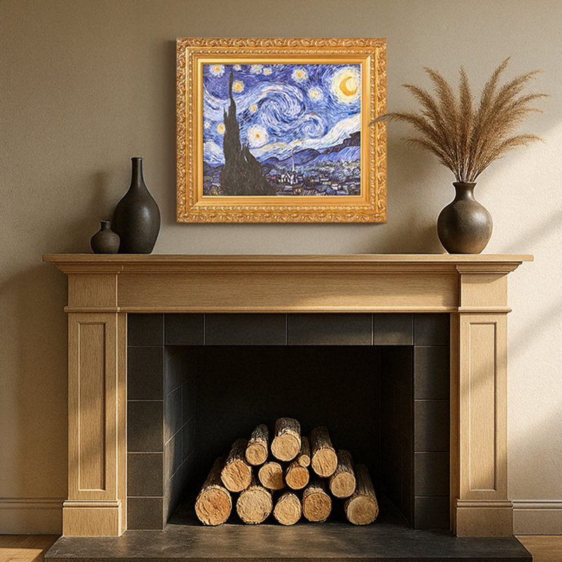 Charlton Home®, reproduction encadrée de nuit étoilée encadrée par Vincent van Gogh