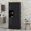 Grande armoire de rangement avec tablettes réglables, grand panier rabattable et armoires fermées-118310324