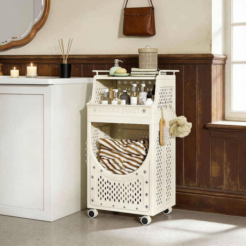 Plastic Laundry Cart with Wheels