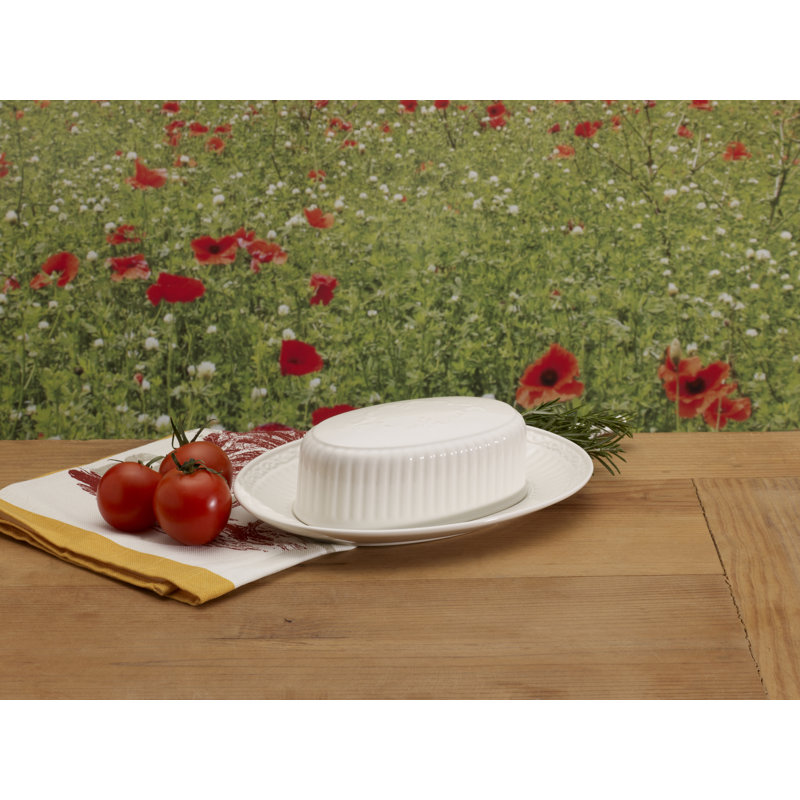 White Ceramic Rectangular Covered Butter Dish