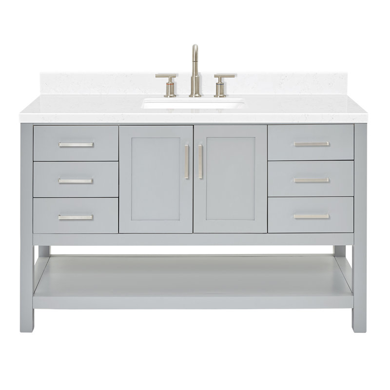 ARIEL Magnolia 54 Single Bathroom Vanity with Top, Gray, Rectangular