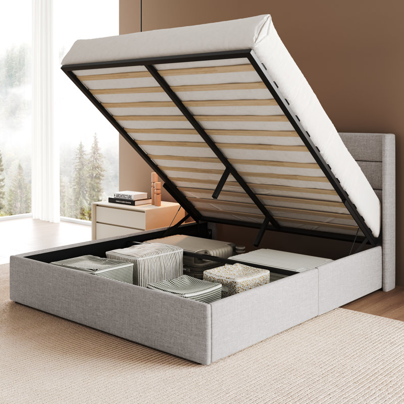Valire Upholstered Wingback Storage Bed