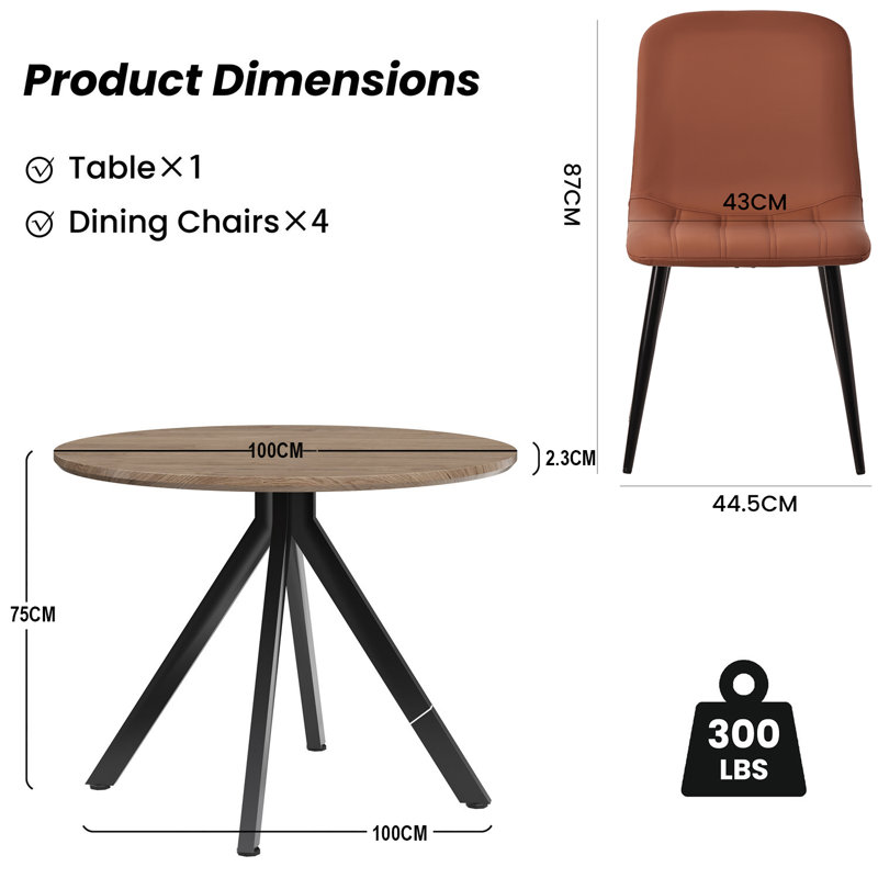 4 - Person Dining Set, Brown