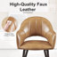 Olivas Mid-Century Modern Faux Leather Dining Chairs with Arms, Upholstered Kitchen & Dining Room Chairs