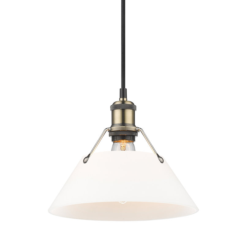 Weatherford 1 - Light Pendant, Aged Brass, 130" H x 10" W x 10" D, Opal Glass
