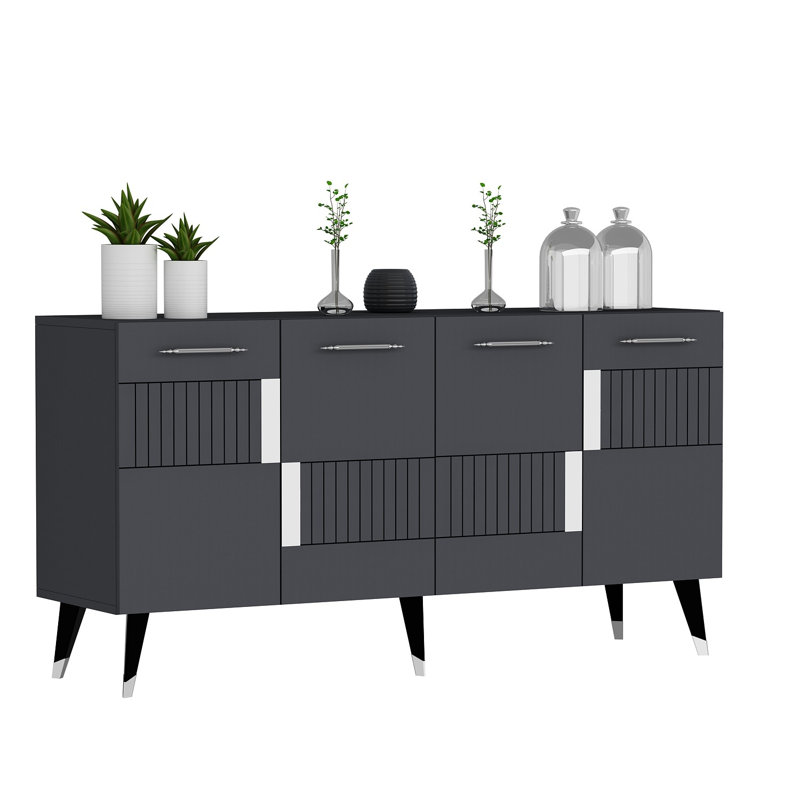 Olivia 79cm Console Table, Anthracite/Silver