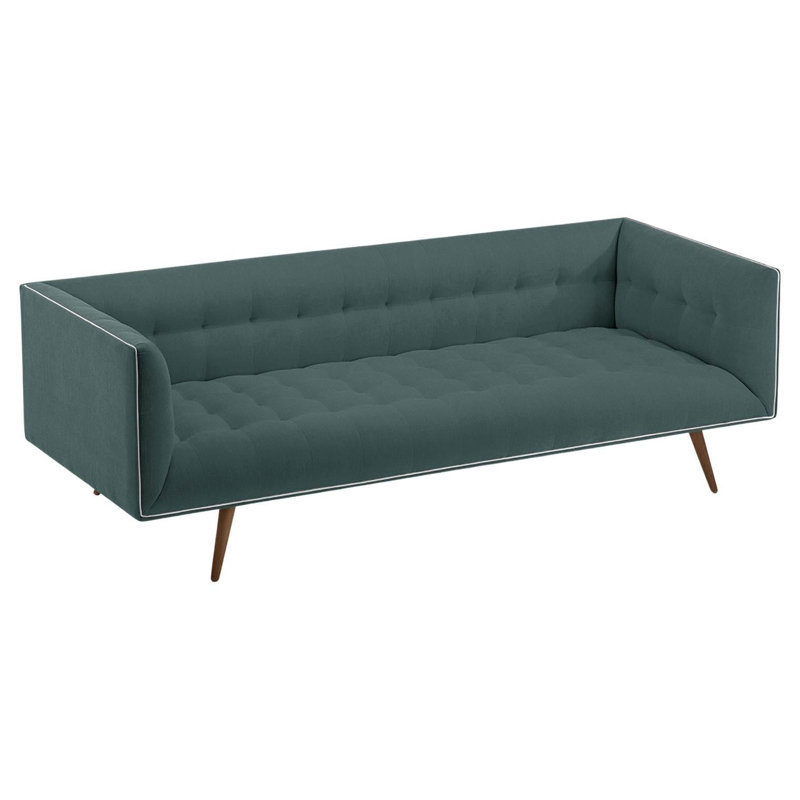 Canapé rembourré 63 po Dust, Bois brun, Bleu sarcelle