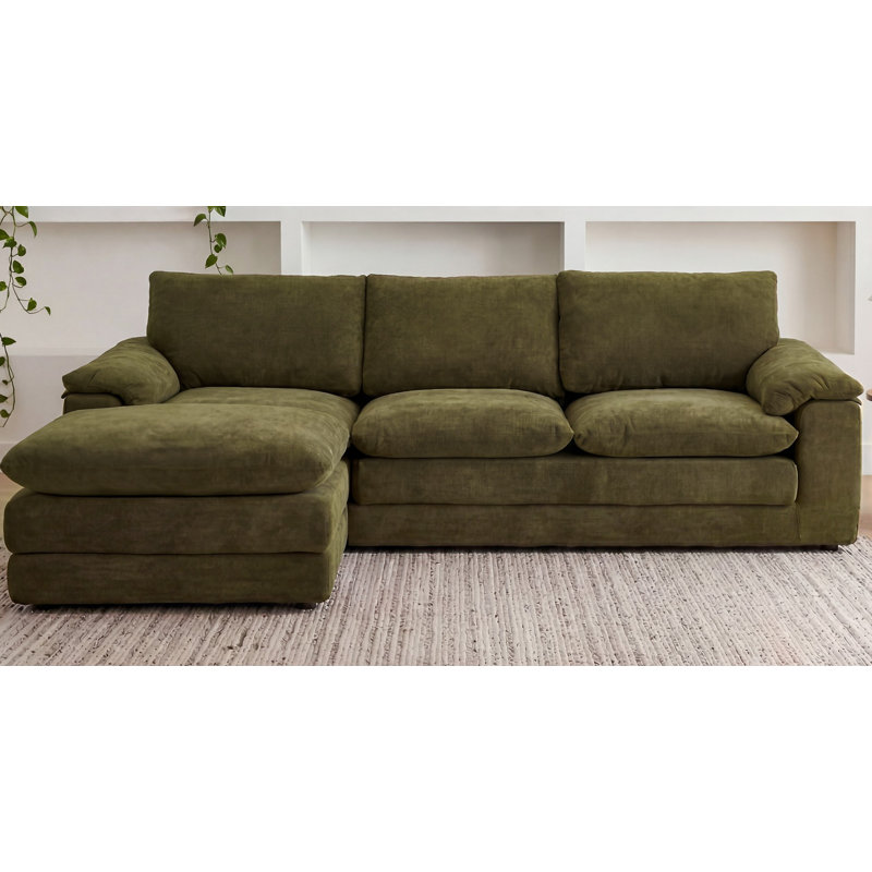 Canapé modulaire modulaire, canapé en L en forme de nuage avec 1 repose-pieds mobile, canapé en chenille confortable avec coussins moelleux pour le salon