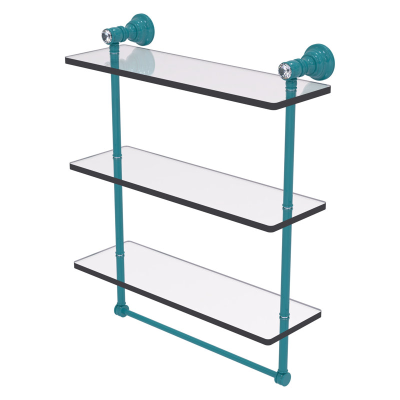 Tablette flottante 3 pièces Carolina, H 19,7 po x l 16 po x P 5,54 po, Bleu sarcelle Glokzin