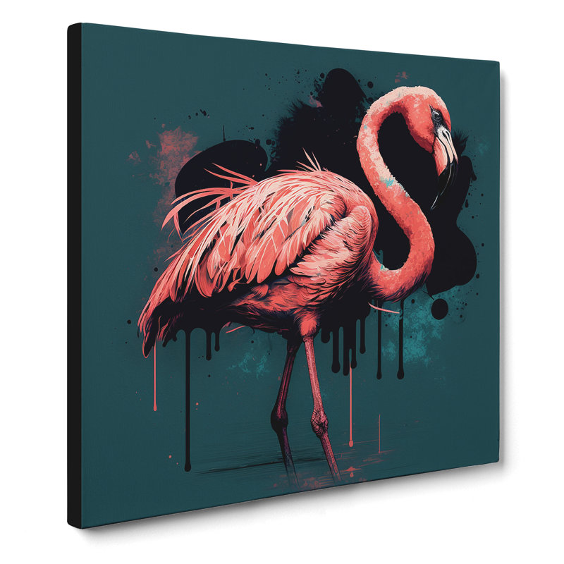 Flamingo Graphic Art - Wrapped Canvas, 35cm H x 35cm W x 3cm D