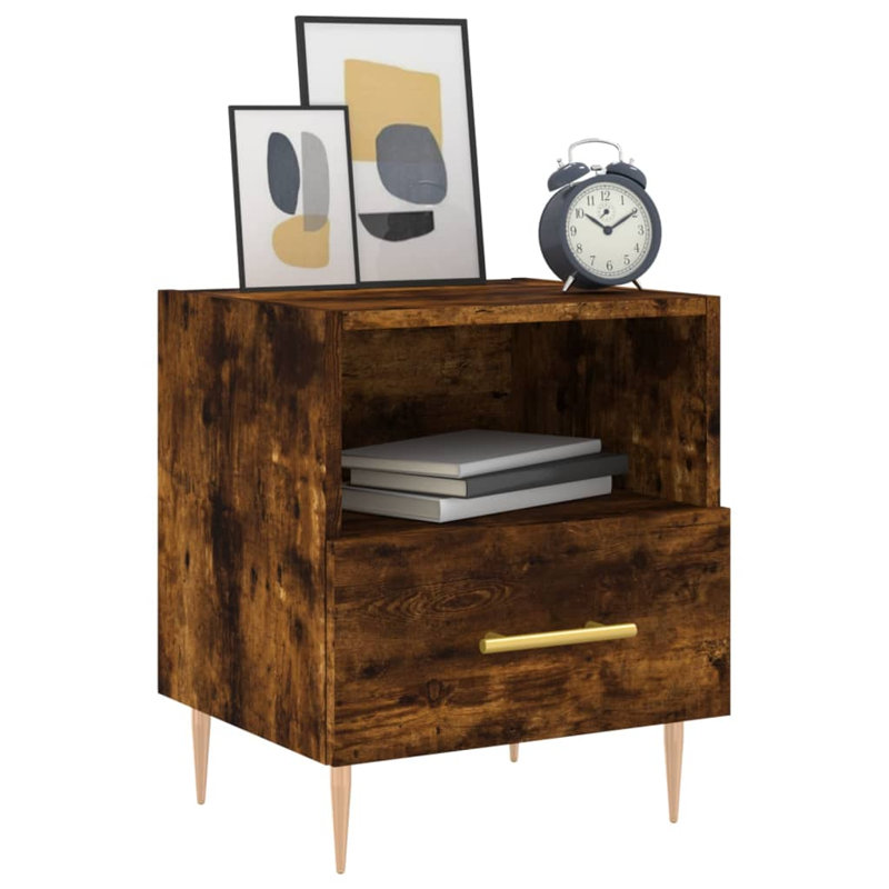 Linda Bedside Cabinets 2 pcs 40x35x47,5 cm Engineered Wood, Smoked Oak, Individual