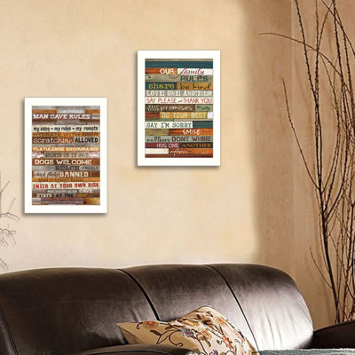 " Family And Man Cave Rules " by Ansel Adams 2 - Pieces