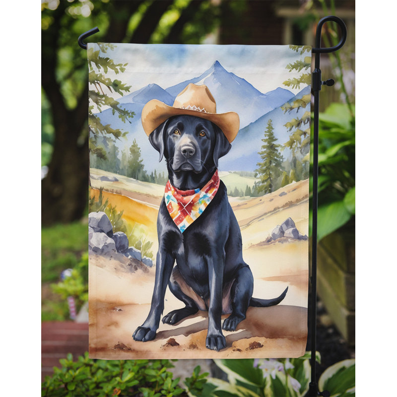 Drapeau Cowboy Welcome Garden, Labrador Retriever noir