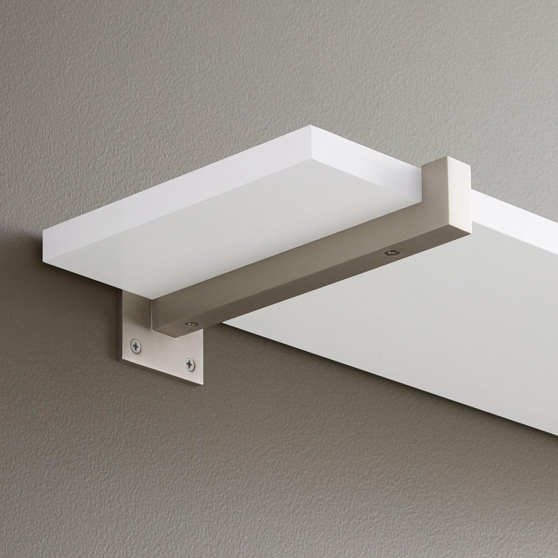 Bodwell Brass Shelf Bracket, Brushed Nickel, 2.5" H x 9" W x 2.5" D