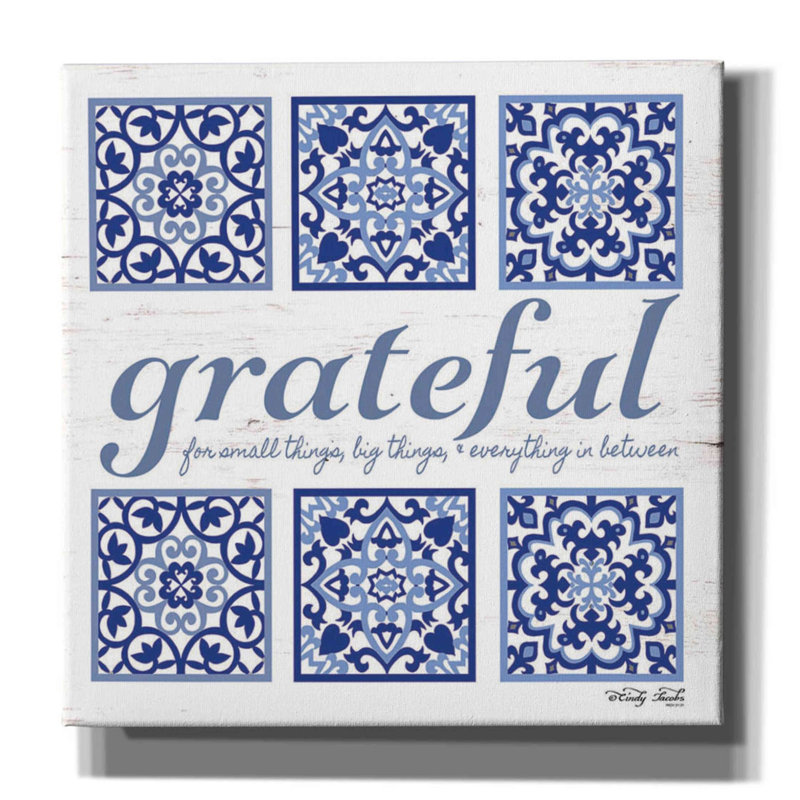 «Grateful Tile» par Cindy Jacobs, art mural sur toile, H 26 po x l 26 po x P 1,5 po