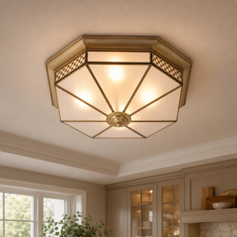4 - Light 20" Mid-Century Modern Octagonal Flush Mount Lighting Dimmable