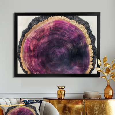 Abstract Rosa Marble And Amethyst Stone Slide II - Stone Geode Wall Art for Living Room