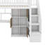 Lit mezzanine en bois avec bureau, DEL, tablettes de rangement, armoires et escalier-1711447198