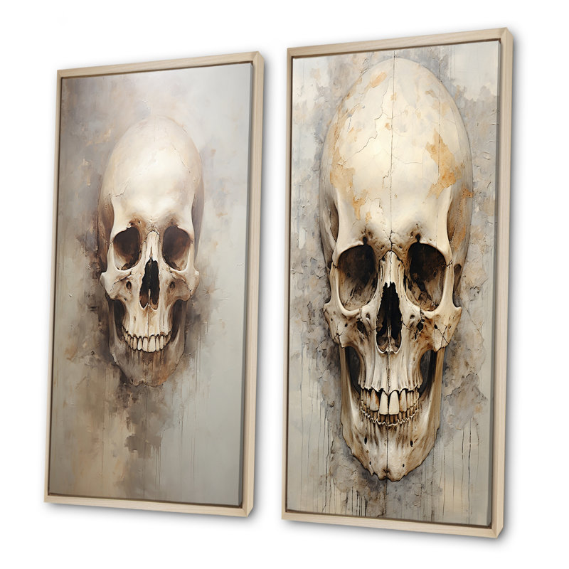 «Skulls Resson - Skulls», ensemble de 2 reproductions d'art sur toile, Cadre flottant brun, H 32 po x l 33 po