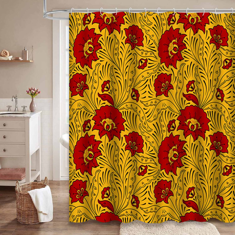 Rideau de douche rouge imperméable, rideaux de douche pour la salle de bain avec 12 crochets, L 72 po x l 84 po