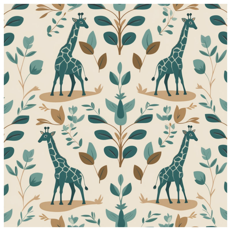 Girafe avec des feuilles et des draps, Grand lit