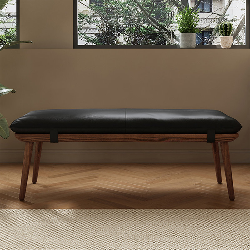 Banc avec revêtement, Noir, H 17,72 po x l 59,06 po x P 16,54 po