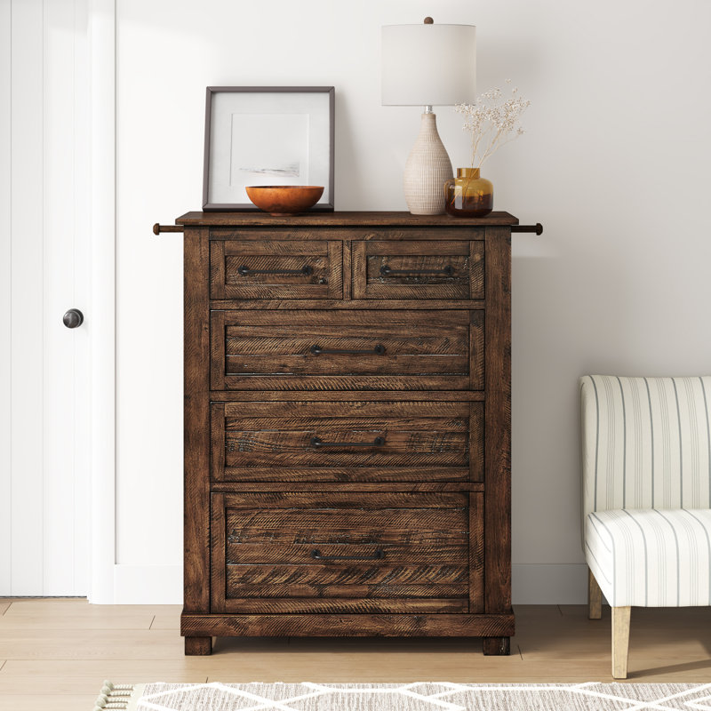 Carney 5-drawer 40-inch Solid Wood Chest, Rustic Timber