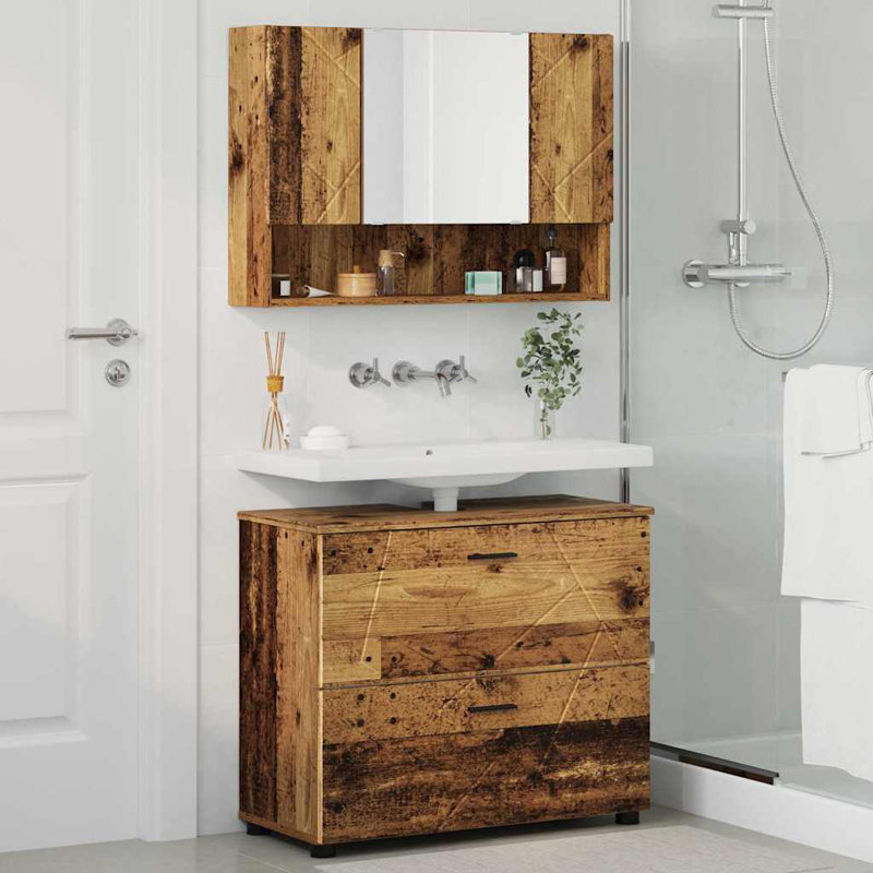 Bathroom Storage Furniture Set, Old Wood