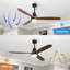 Ventilateur de plafond 60 pouces avec 3 lumières et 3 pales en bois massif