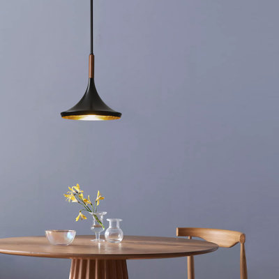 Luminaire suspendu Lodi - noir mat, noyer