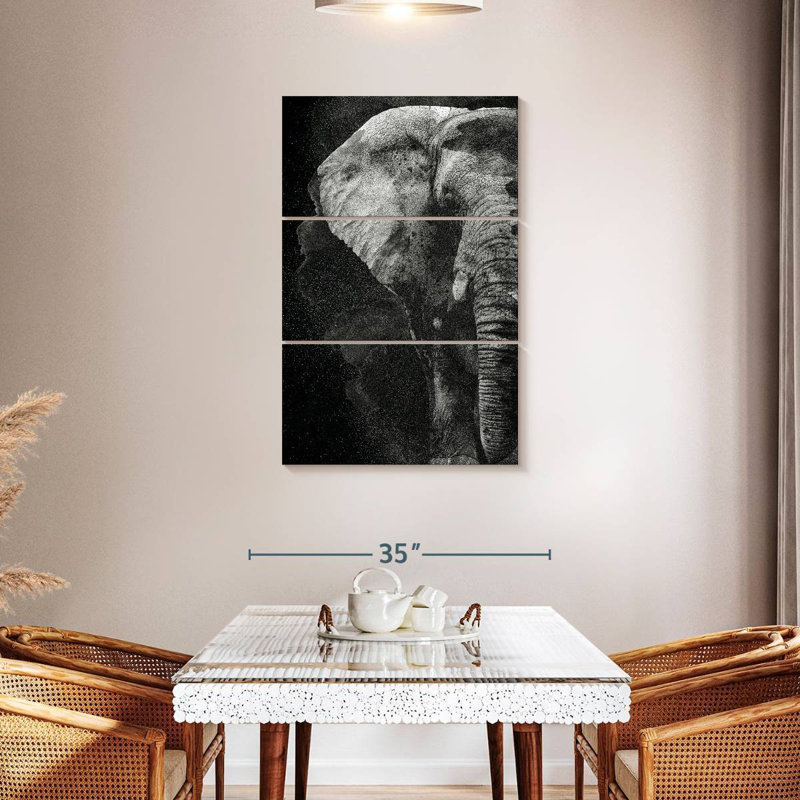 Brampt Elephant Face Black And White, 45" H x 28" W